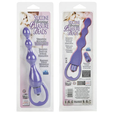California Exotic Vibrating Pleasure Beads, фиолетовые - Анальные шарики с вибрацией - купить в секс шопе
