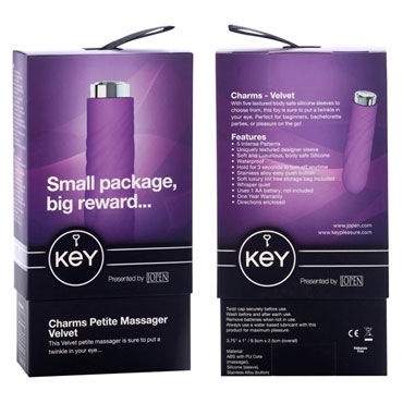 Jopen Key Charms Petite Massager Velvet, фиолетовый - Водонепроницаемый мини вибратор - купить в секс шопе