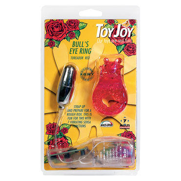 Toy Joy Bulls Eye Ring, красное - Эрекционное виброкольцо - купить в секс шопе