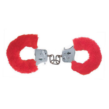 Toy Joy Furry Fun Cuffs, красные, Наручники с мехом