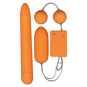 Toy Joy Funky Fun Box, оранжевый, Набор секс-игрушек, вибратор, виброяйцо и вагинальные шарики
