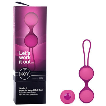 Jopen Key Stella II, розовый, Три вагинальных шарика с эластичным держателем
