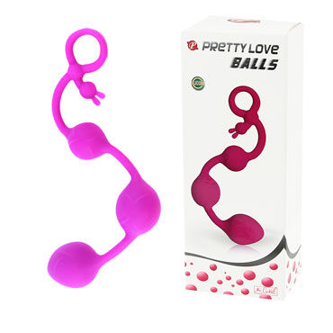 Baile Pretty Love Balls, 25 см, Анальные шарики с петлей для извлечения