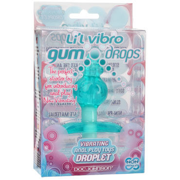 Doc Johnson Lil Vibro Gumdrops Droplet, голубая - Анальная пробка с вибрацией - купить в секс шопе