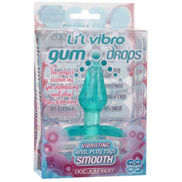 Doc Johnson Lil Vibro Gumdrops Smooth, голубая - Анальная пробка с вибрацией - купить в секс шопе