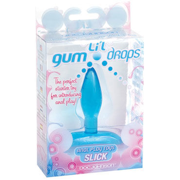 Doc Johnson Lil Gum Drops Slick, голубая - Небольшая анальная пробка - купить в секс шопе