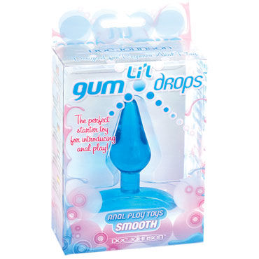 Doc Johnson Lil Gum Drops Smooth, голубая - Небольшая анальная пробка - купить в секс шопе