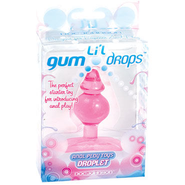 Doc Johnson Lil Gum Drops Droplet, розовая - Маленькая розовая пробка Li'l Gum Drops Droplet 0242-14BXDJ - купить в секс шопе