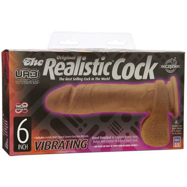 Doc Johnson Realistic Cocks 15 см, коричневый - Вибратор реалистичной формы - купить в секс шопе