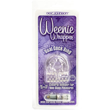 Doc Johnson Weenie Wrapper, прозрачное - Виброкольцо с петлей для мошонки - купить в секс шопе