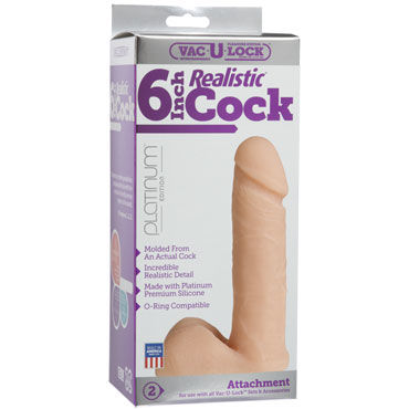 Doc Johnson Vac-U-Lock Realistic Cock 15 см, телесный - Насадка-фаллоимитатор к трусикам - купить в секс шопе