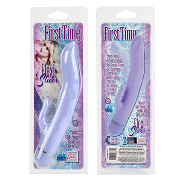 California Exotic First Time Flexi Slider, фиолетовый - Изогнутый вибратор с клиторальным отростком - купить в секс шопе