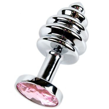 Anal Jewelry Plug Small Silver, розовый, Маленькая анальная пробка с кристаллом