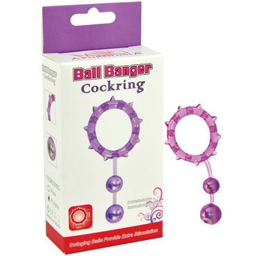 Howells Ball Banger Cock Ring, розовое, Кольцо с 2 утяжеляющими шариками