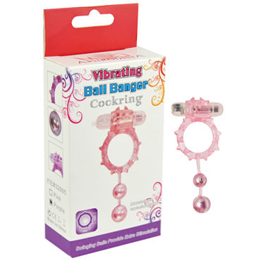 Howells Ball Banger Cock Ring, розовый, Виброкольцо с 2 утяжеляющими шариками