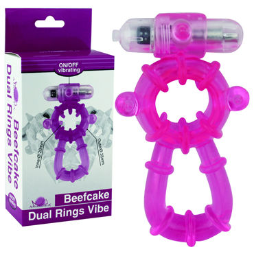 Howells Beefcake Dual Rings Vibe, фиолетовый, Виброкольцо на пенис и мошонку