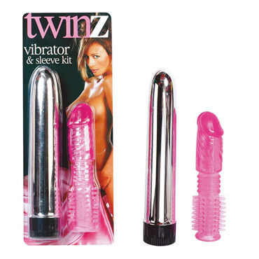 Seven Creations Twinz Vibrator&Sleeve Kit, Классический вибратор и насадка