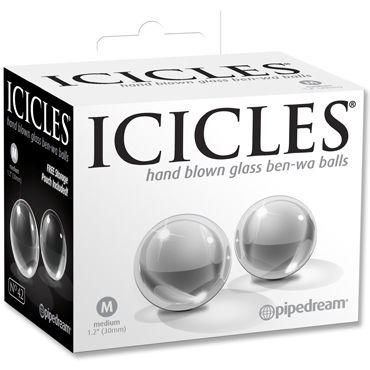 Pipedream Icicles Ben-Wa Balls, 3см, Стеклянные вагинальные шарики