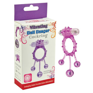 Howells Vibrating Ball Banger CockRing, фиолетовое, Кольцо с утежеляющими шариками