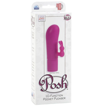 California Exotic Posh 10-Function Pocket Pleasers, розовый - Компактный вибратор с клиторальным отростком - купить в секс шопе