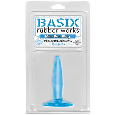 Pipedream Basix Rubber Works Mini Butt Plug, голубая - фото, отзывы