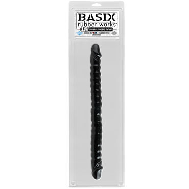 Pipedream Basix Rubber Works Ribbed Double Dong 45см, черный - фото, отзывы