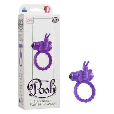 California Exotic Posh 10-Function Flutter Enhancers, фиолетовый, Кольцо с бабочкой на пенис
