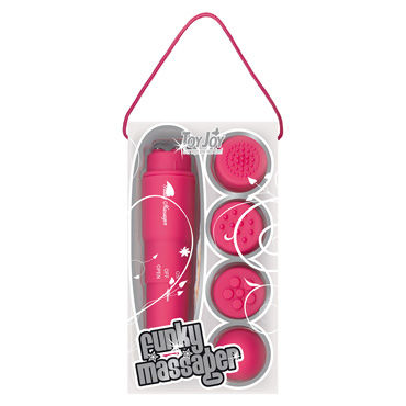 Toy Joy Funky Massager, розовый, Виброракета со сменными насадками