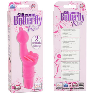 California Exotic Silicone Butterfly Kiss, розовый - Вибратор с клиторальной бабочкой - купить в секс шопе