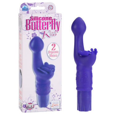 California Exotic Silicone Butterfly Kiss, фиолетовый, Вибратор с клиторальной бабочкой