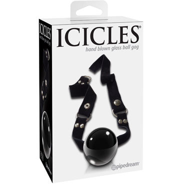 Pipedream Icicles № 65, Кляп с черным стеклянным шариком