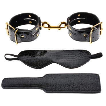 Pipedream Gold Fantasy Bondage Kit, Дизайнерская маска, пэддл и наручники
