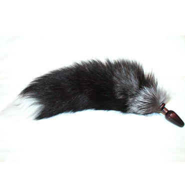 Wild Lust анальная пробка, 32 мм, Телесная, с лисьим чернобурым хвостом