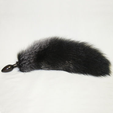 Wild Lust анальная пробка, 32 мм, Черная, с черным лисьим хвостом