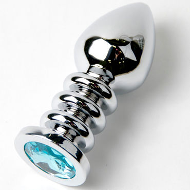 Anal Jewelry Plug Medium Silver, светло-голубой, Средняя анальная пробка с кристаллом