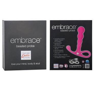 California Exotic Embrace Beaded Probes, розовый - Эргономичный анальный вибромассажер - купить в секс шопе