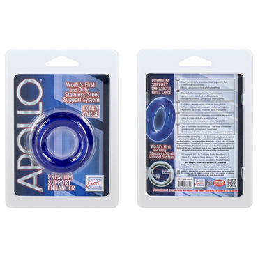 California Exotic Apollo Premium Support Enhancers Extra Large, синее - Эрекционное кольцо большого размера - купить в секс шопе