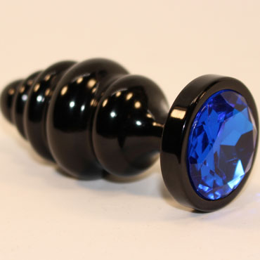 4sexdream Анальная ювелирка Фигурная M, черный/синий, С ярким кристаллом