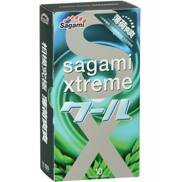 Sagami Xtreme Mint, 10 шт, Презервативы с мятным ароматом и охлаждающим эффектом