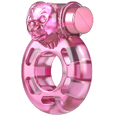 Baile Vibrator & Condom Pink Bear, розовое - Эрекционное виброкольцо с клиторальным стимулятором - купить в секс шопе
