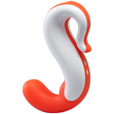 Fun Factory Delight, оранжево-белый - Перезаряжаемый стимулятор клитора и точки G - купить в секс шопе