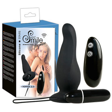 Smile Remote Plug Hopper, черный, Анальная втулка со съемным виброяйцом