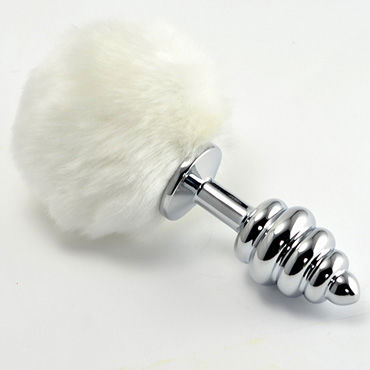 Lovetoy Tail Rabbit Spiral, серебряная, С белым хвостиком