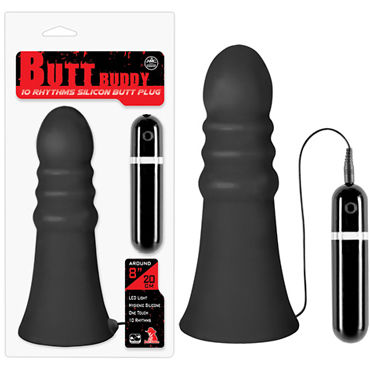 NMC Butt Buddy Silicone Butt Plug, черная, Анальная вибровтулка