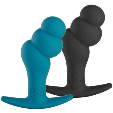 Fun Factory Boosty, голубой - Анальная втулка анатомической формы, с ограничителем - купить в секс шопе
