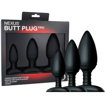 Nexus Butt Plug Trio, черный, Набор анальных втулок