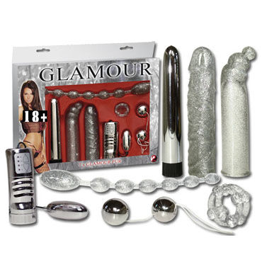 Glamour 7 серебристый, Набор разнообразных стимуляторов