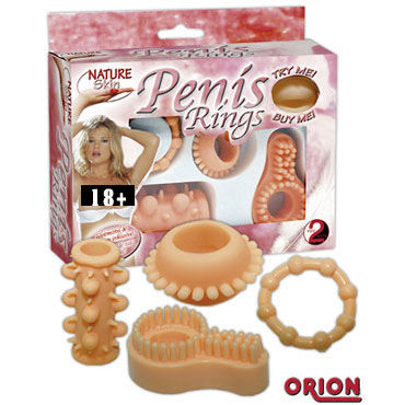 Nature Skin Penis Rings, Набор насадок и эрекционных колец