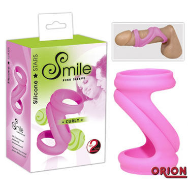 Smile Curly розовая, Насадка на пенис изогнутой формы