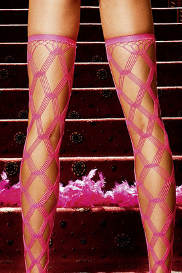 Baci чулки, неоново-розовые, В крупную ажурную сетку и другие товары Baci Lingerie с фото